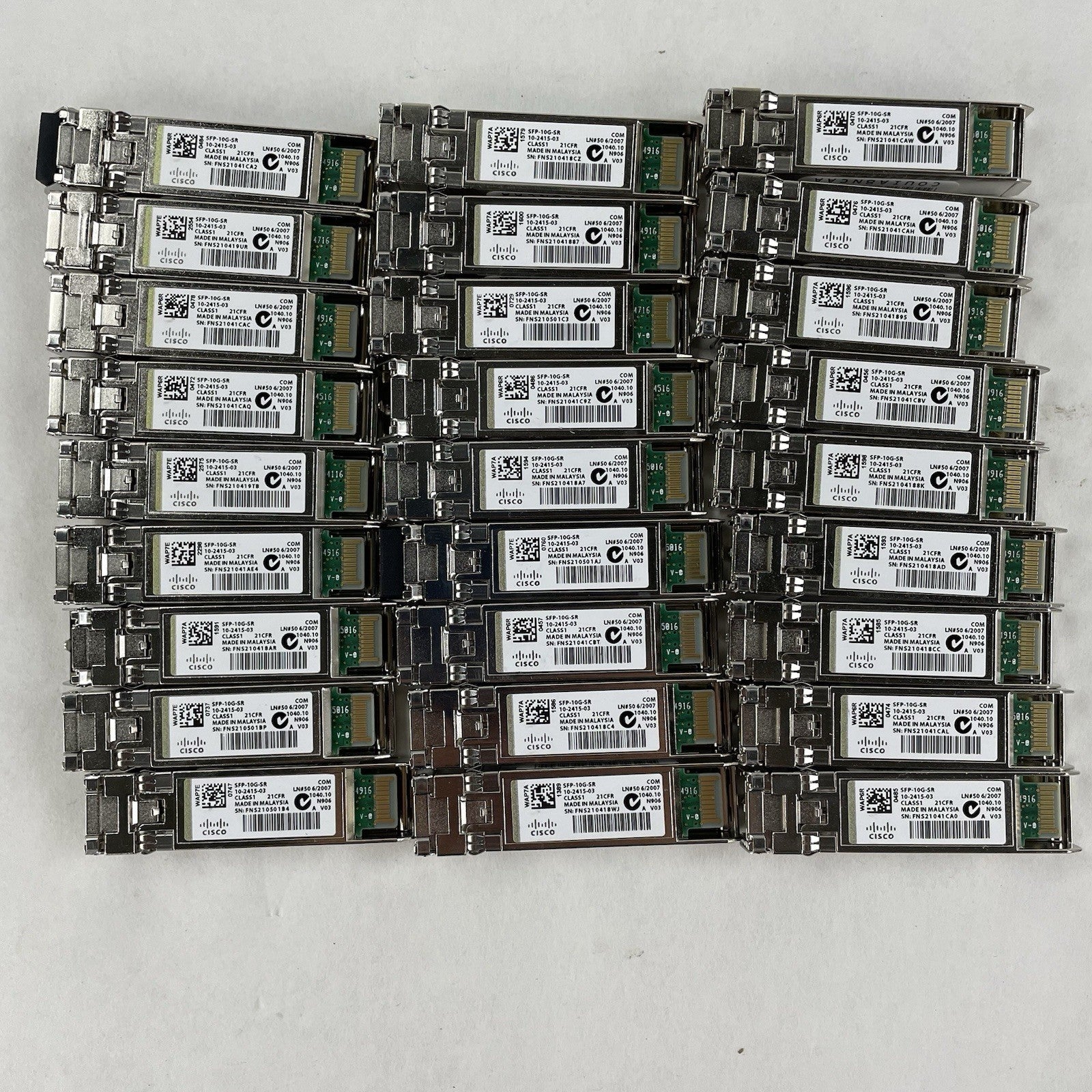 Cisco SFP-10G-SR OEM CISCO 10-2415-03 850nm 10GBASE-SR SFP+ Lot of 27 Untested