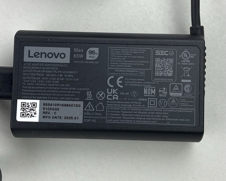 Lenovo ADLX65YSDC2A 65W 20.0V 3.25A USB-C Charger AC Adapter (Lot Of 8)