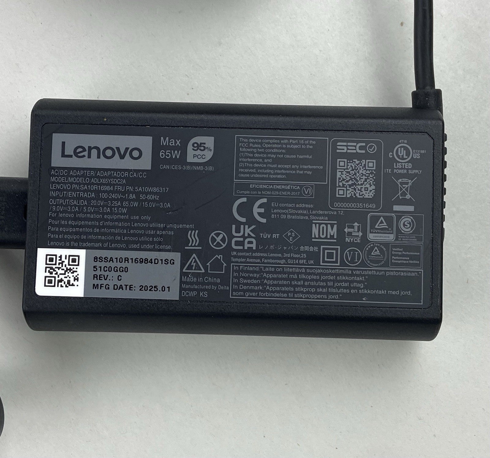 Lenovo ADLX65YSDC2A 65W 20.0V 3.25A USB-C Charger AC Adapter (Lot Of 8)2