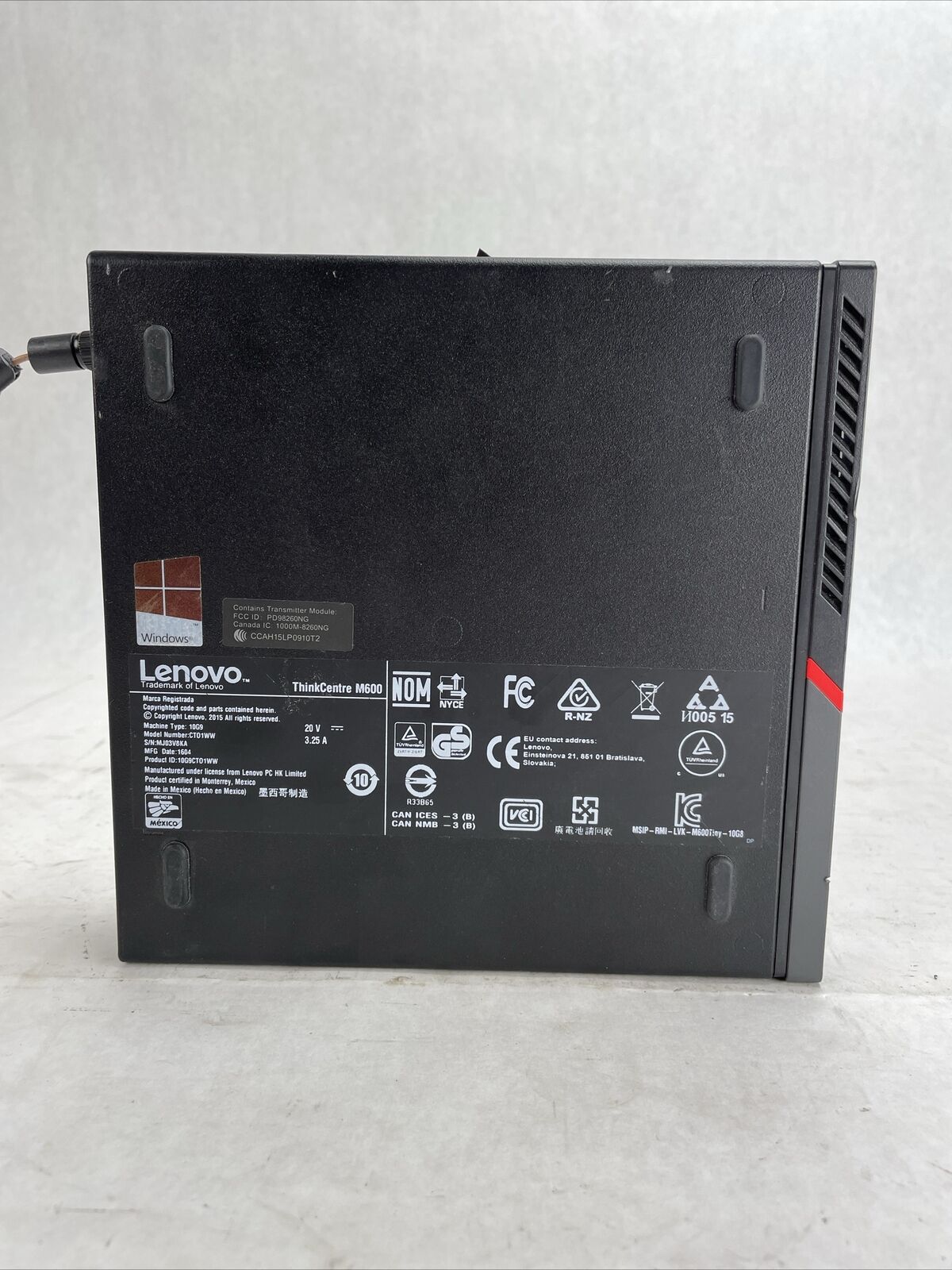 Lenovo ThinkCentre M600 Micro Intel Pentium N3700 1.6GHz 8GB RAM No HDD No OS