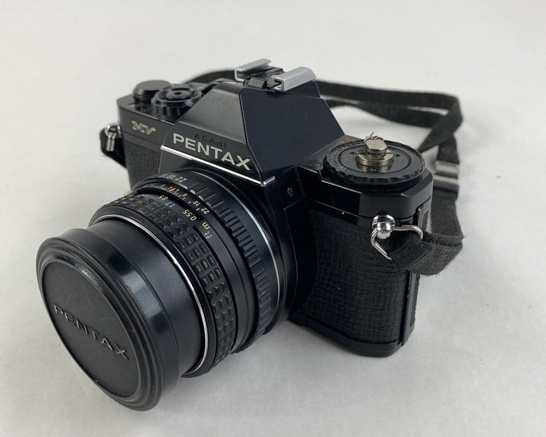 Pentax MV 35MM Film Camera w/ SMC Pentax-M 1:2 50 mm Lens - Untested for Parts