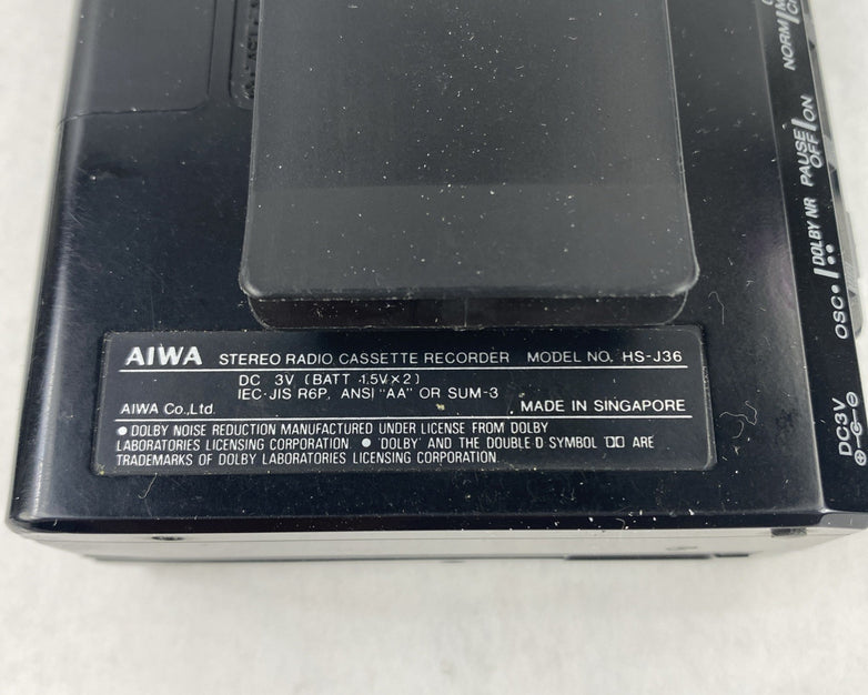 Aiwa HS-J36 AM/FM Auto Reverse Stereo Cassette Recorder Untested