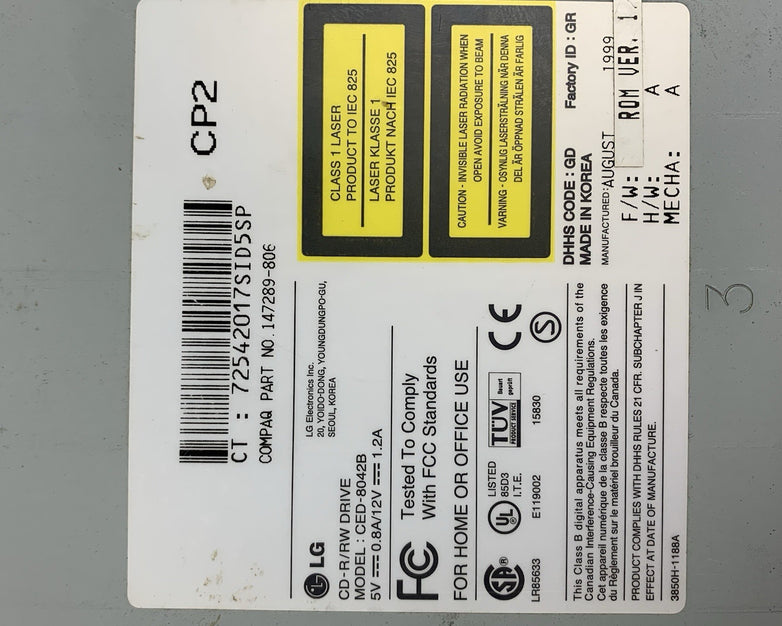 LG CED 8042B CD-R RW Drive - Untested for Parts or Repairs