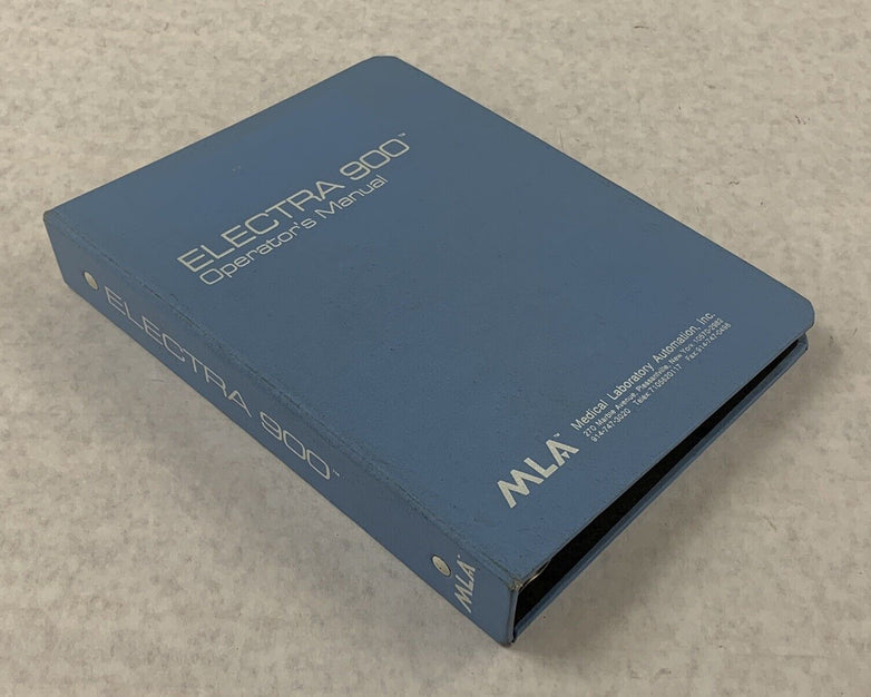 MLA Electra 900 Medical Laboratory Operators Manual for Electra 900 and 900C