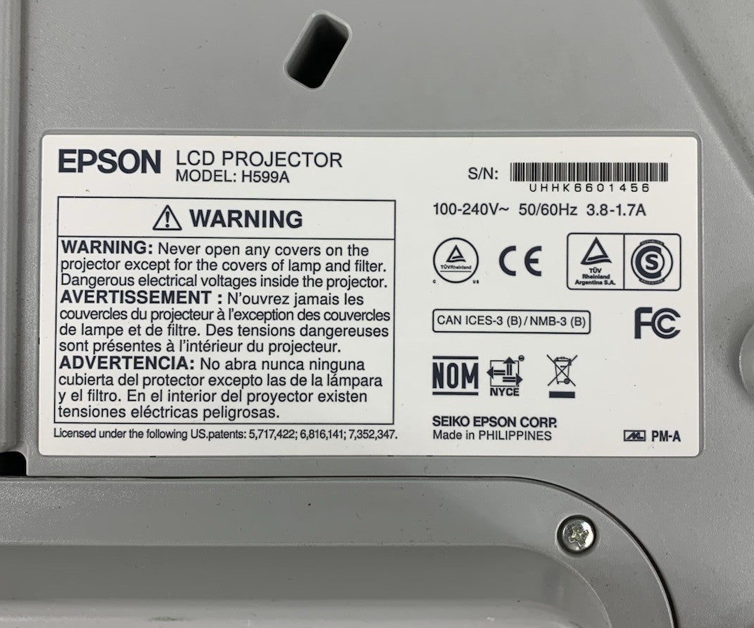 Epson BrightLink 595Wi H599A LCD Lamp Projector 876 Lamp Hours - No Remote7