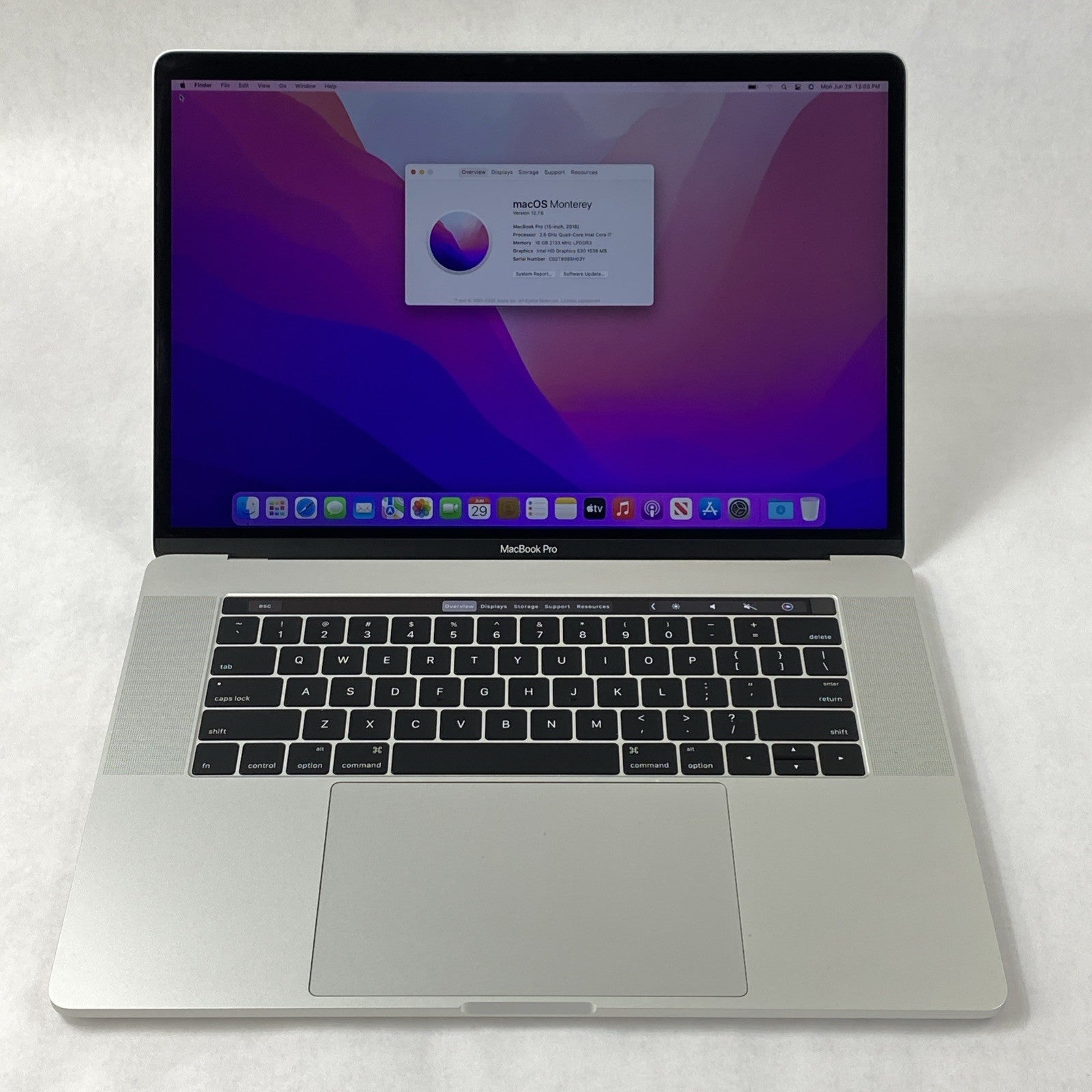 Apple MacBook Pro A1707 2016 Retina 15" 2.6GHz i7 16GB RAM 250GB SSD os12.7.60