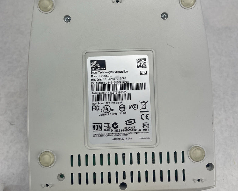 Zebra LP2844-Z Thermal Label Printer Tested Unknown Page Count No Power Cord