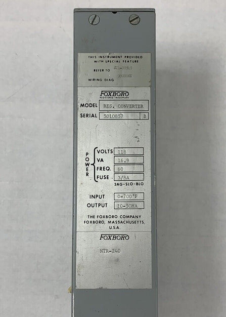 FoxBoro M/66R Resistance Converter NTR-240
