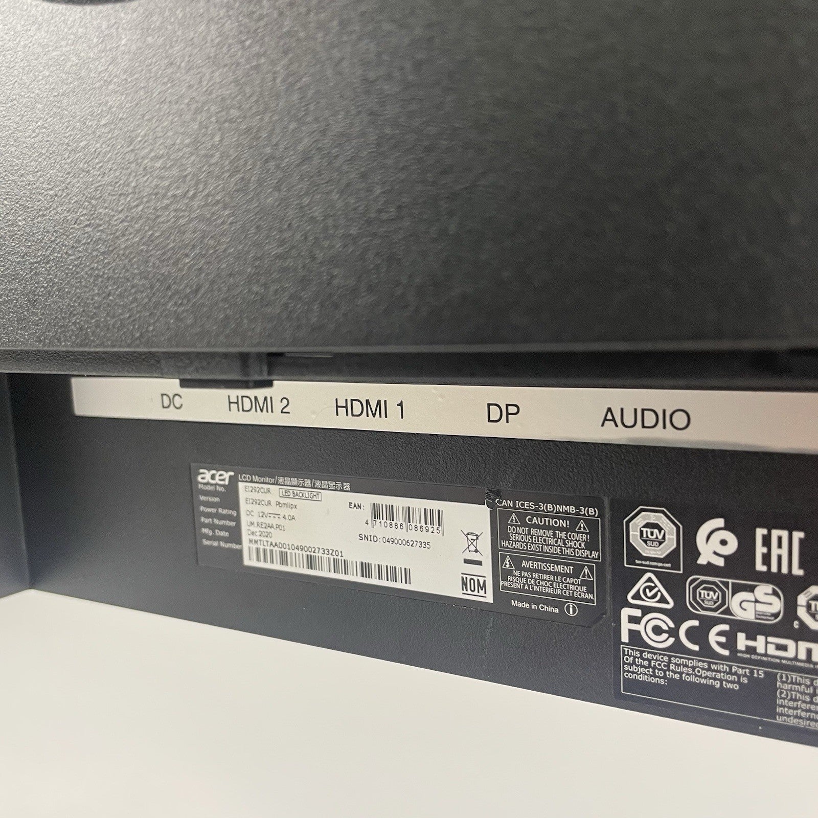 Acer EI292CUR Curved Monitor LCD LED 2560 x 1080 100 Hz 21:9 Ultrawide12