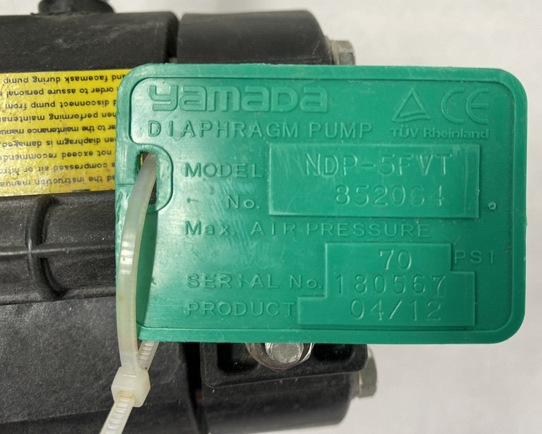 YAMADA NDP-5FVT No. 852064 Air Powered Double Diaphragm Pump Untested