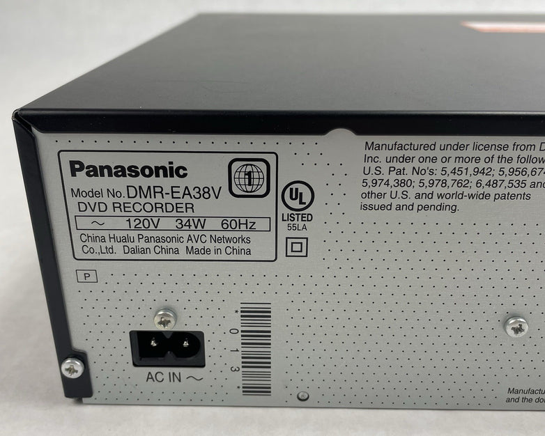 Panasonic DMR-EA38V DVD Recorder VCR Combo HDMI 1080p Tested No Power Cord