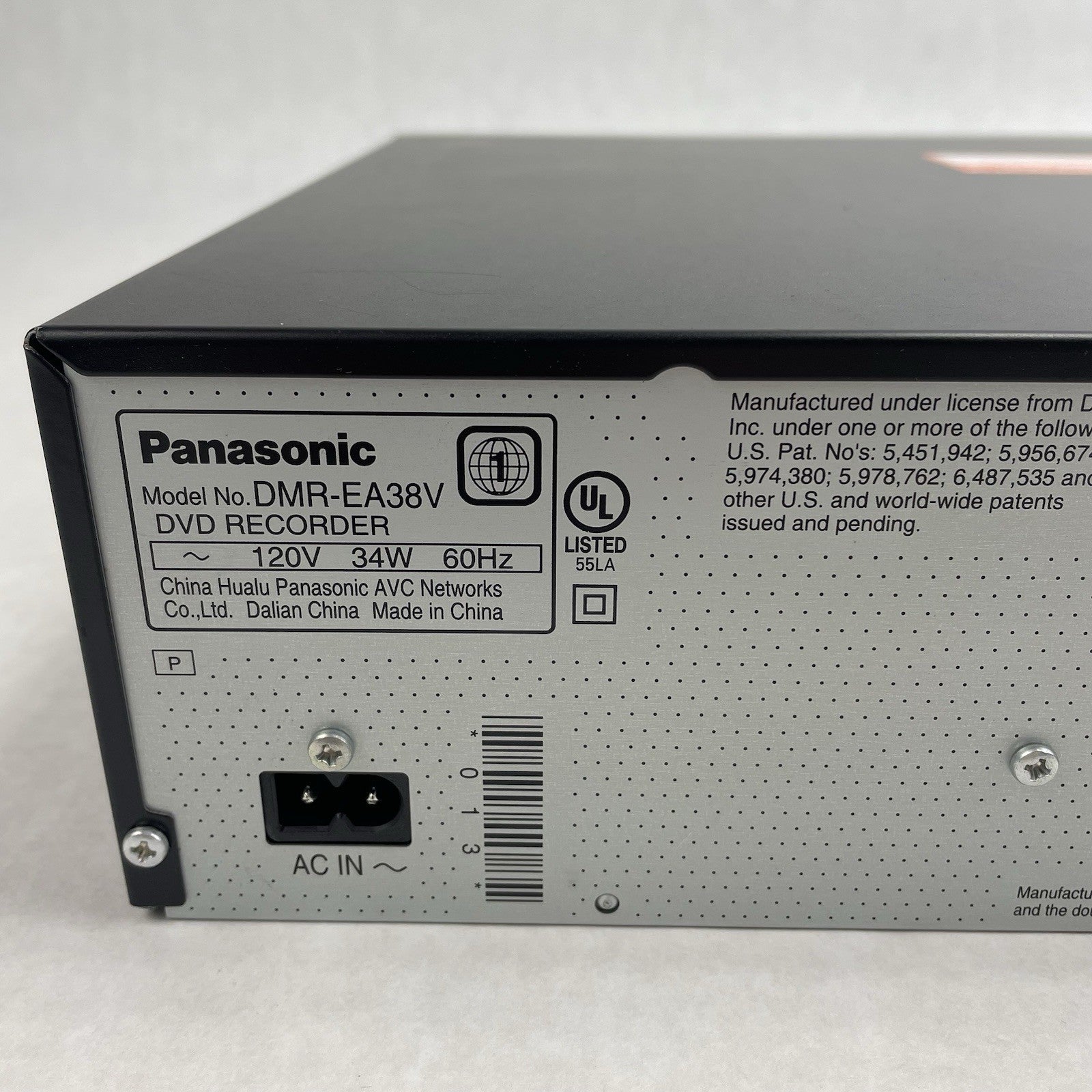 Panasonic DMR-EA38V DVD Recorder VCR Combo HDMI 1080p Tested No Power Cord