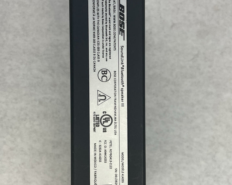 Bose Sound Link iii MODEL 414255 Bluetooth Speaker and Power Cord