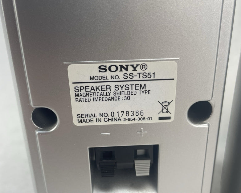 Sony 5.1 Speaker Lot SS-CT51 SS-TS51 SS-TS52 Silver Home Theater Surround Sound