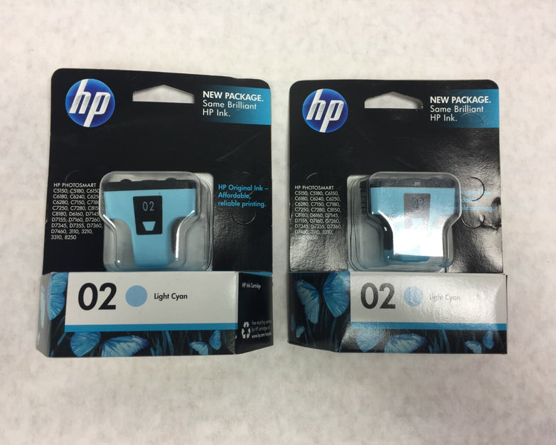 OEM HP 02 Light Cyan  Ink Cartridge C8774WN   Lot of 2   Warranty date Aug 2011