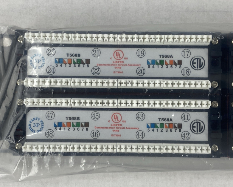 Cat 6 180° Unshielded Patch Panel, 110 Type IDC with 48 Ports
