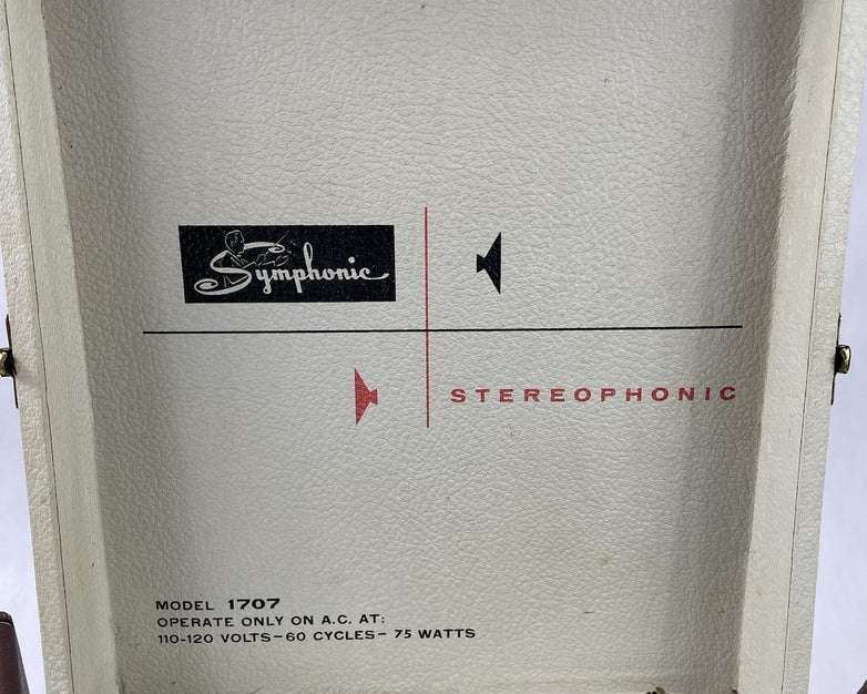 Symphonic Model 1707 Portable Stereo Record Player Broken Tonearm Tested