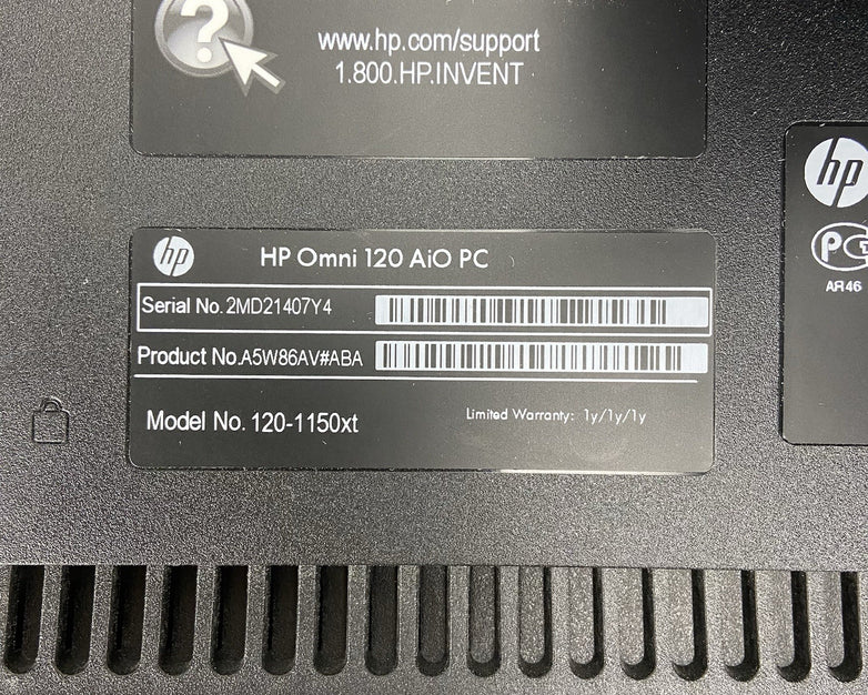 HP Omni 1201150xt AIO Intel Core i32120 3.3GHz 6GB RAM No HDD No OS No AC