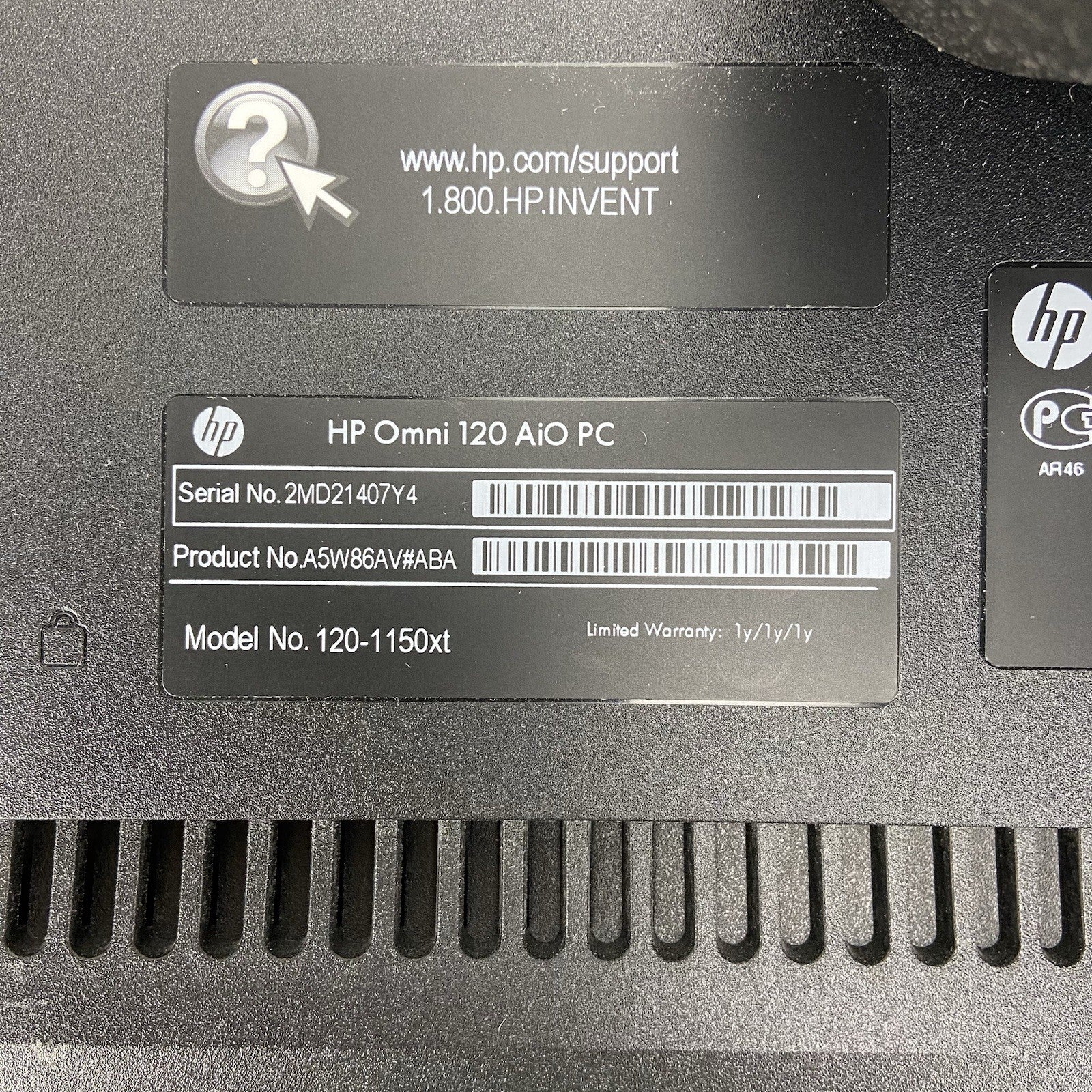 HP Omni 1201150xt AIO Intel Core i32120 3.3GHz 6GB RAM No HDD No OS No AC6