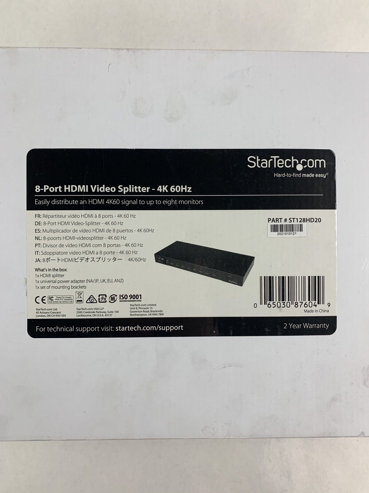 StarTech 4K 60hz HDMI Splitter 8 Port HDR Support 7.1 Surround Sound Audio