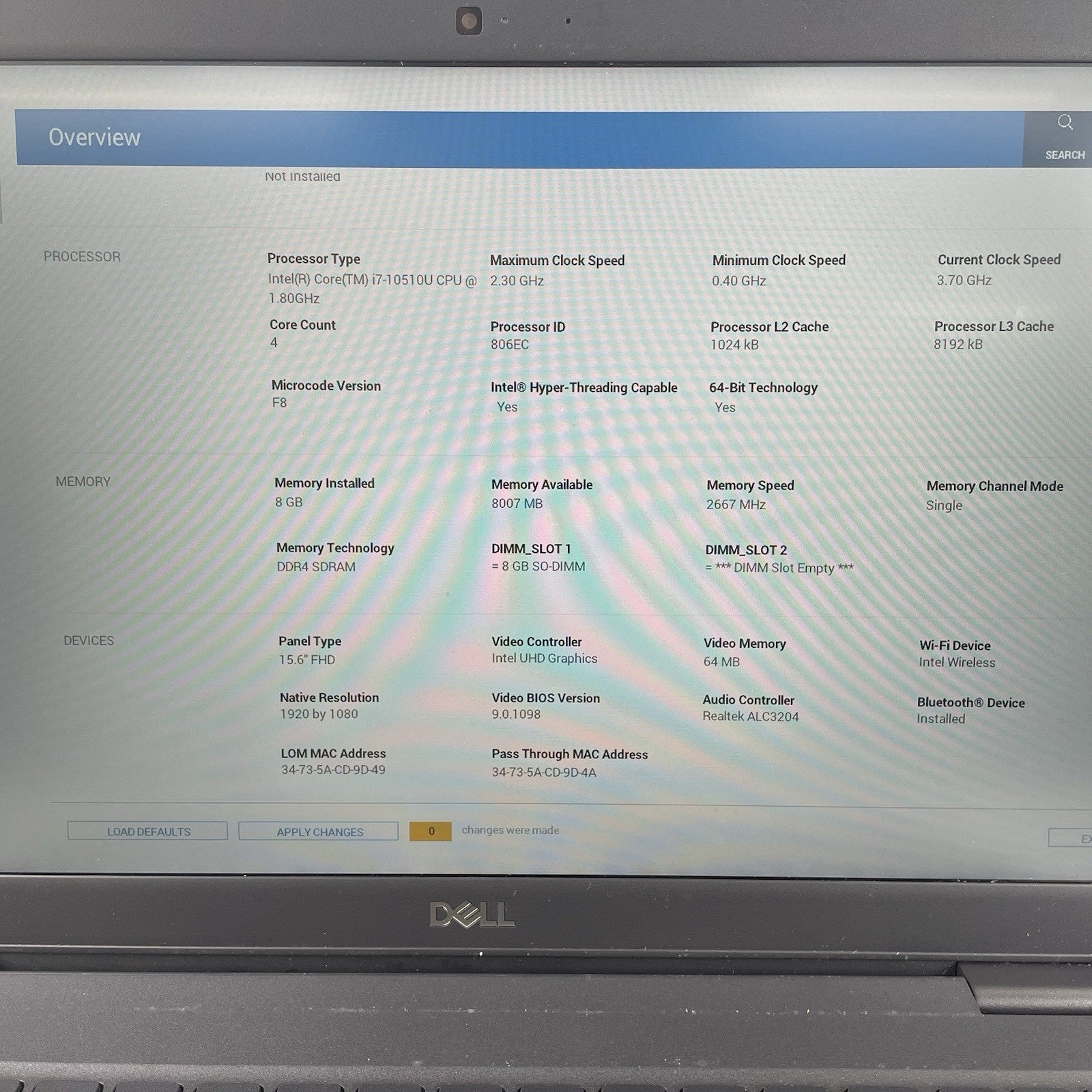 Dell Latitude 3510 15.6" i7-10510U 1.80 GHz 8 GB RAM No SSD/OS/AC - Bad Corner3