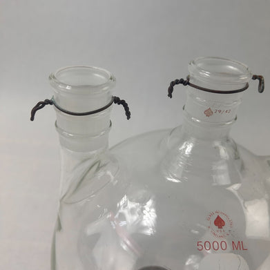 ACE Glass 5000mL 3-Neck Vertical Round Reaction Flask 29/42 Joints