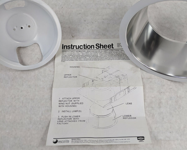 Hubbell Lighting Prescolite Horizontal Lamp Housing and Reflectors