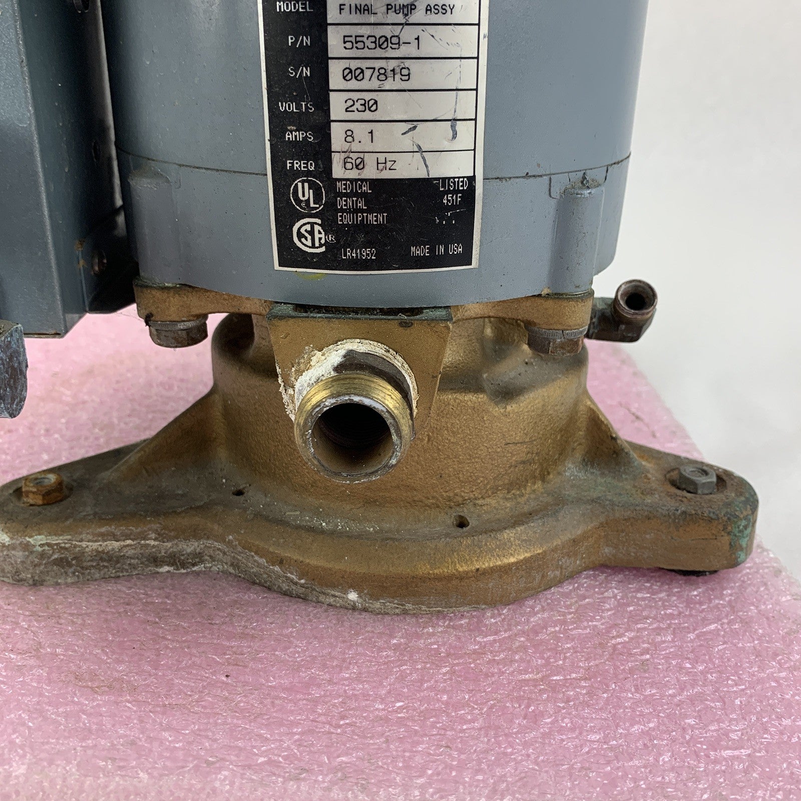 Air Techniques VacStar Dental Final Pump ASSY System 1104365418 55309-1