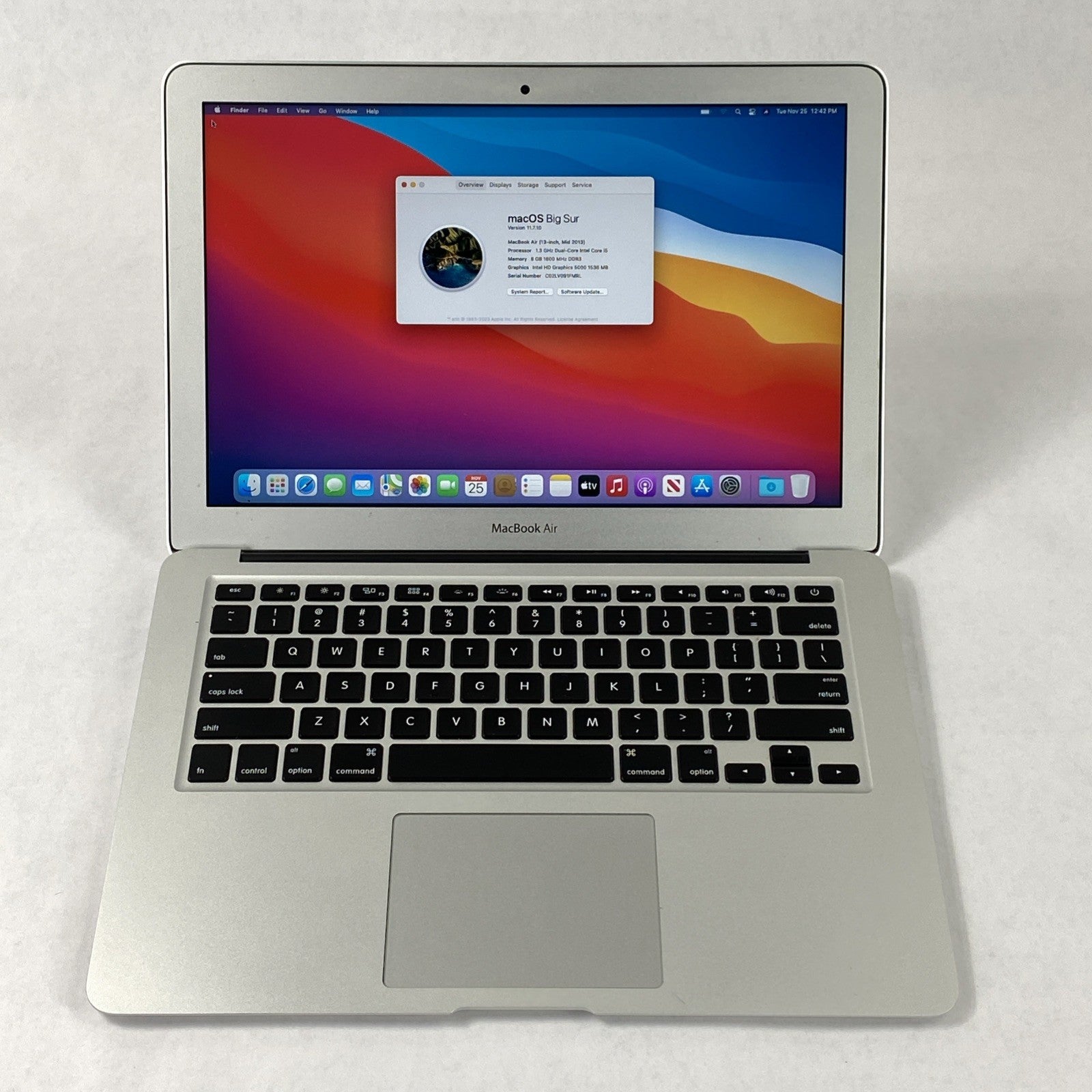 Apple MacBook Air A1466 2013 13" 1.3GHz i5 8GB RAM 120GB SSD os11.7.1 596 Cycles