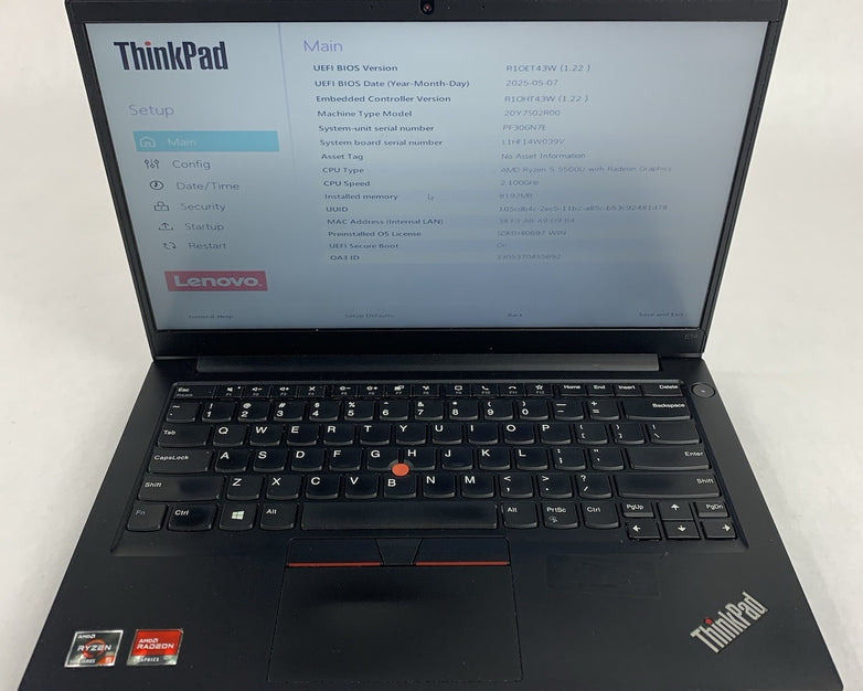 Lenovo ThinkPad E14 Gen 3 14" Ryzen 5 5500U 2.1 Ghz 8 GB Ram No OS/HDD/AC Bezel