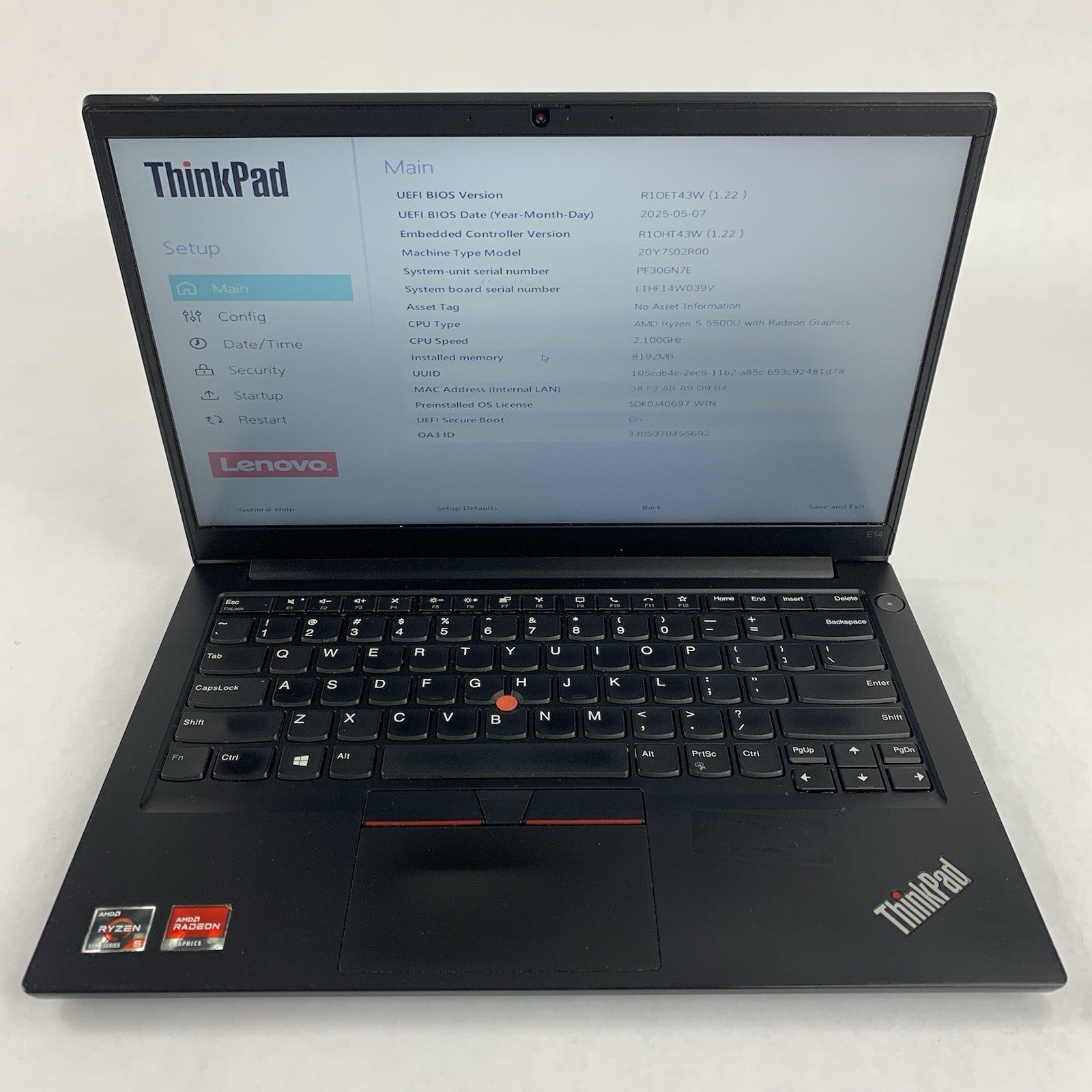 Lenovo ThinkPad E14 Gen 3 14" Ryzen 5 5500U 2.1 Ghz 8 GB Ram No OS/HDD/AC Bezel1
