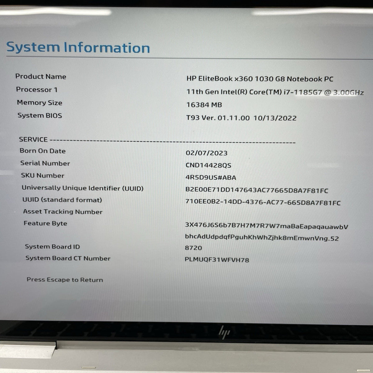 HP EliteBook x360 1030 G8 13.3" i7-1185G7 3.00 GHz 16 GB RAM No SSD/OS/AC - READ3