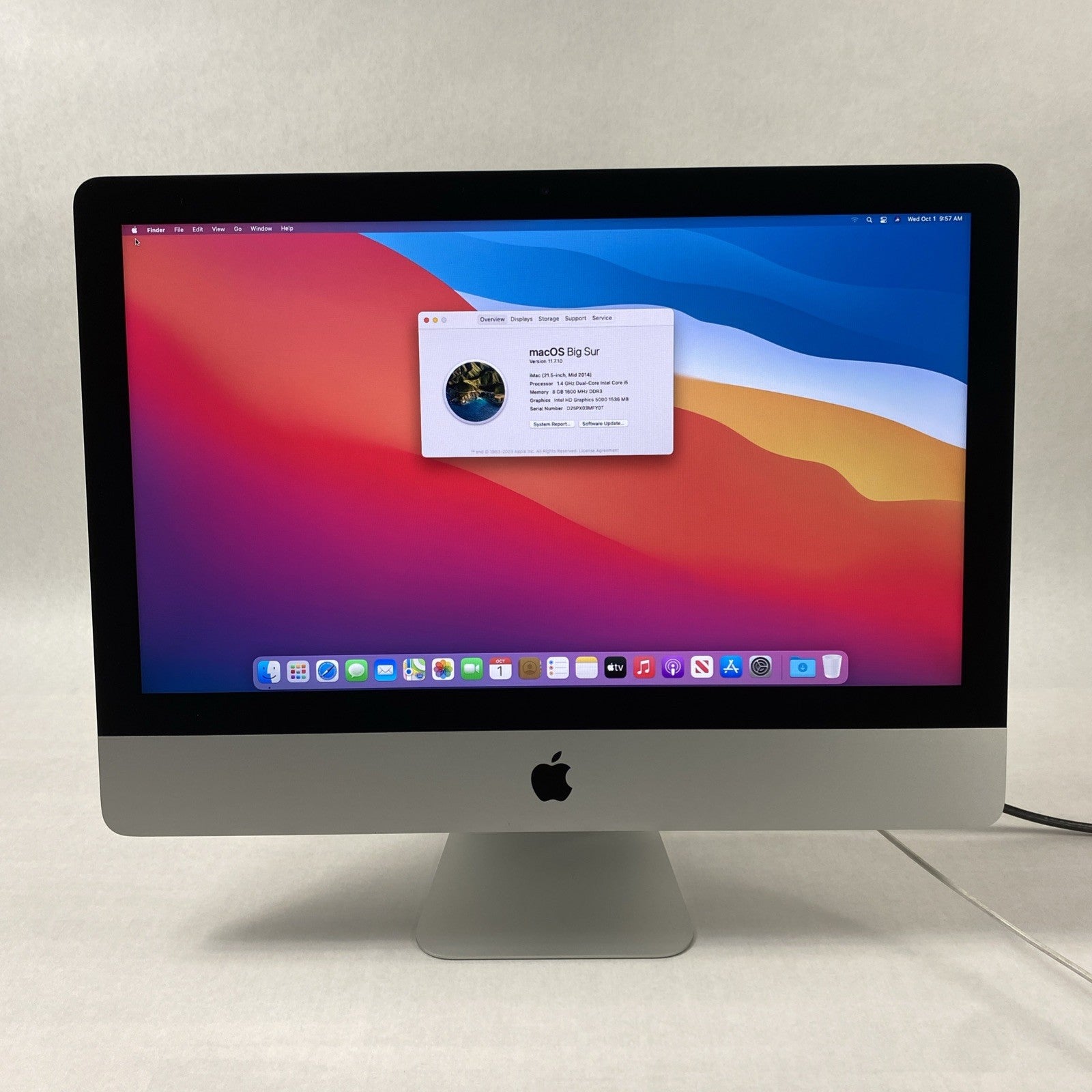 Apple A1418 iMac 21.5" 2014 1.40GHz i5 8GB RAM 500GB HDD macOS 11.7.1