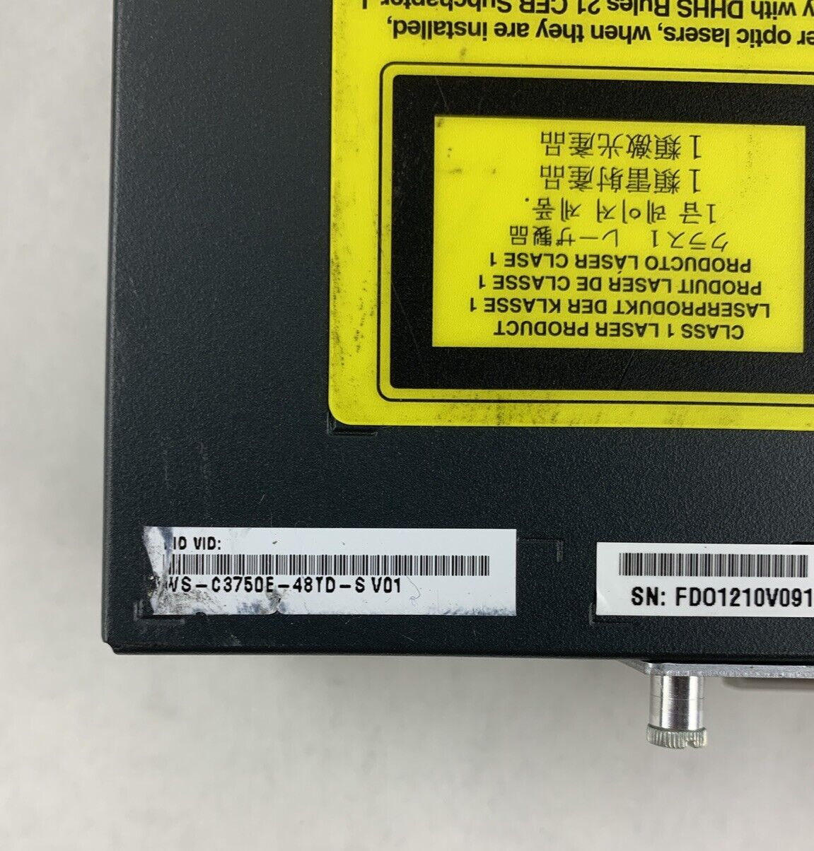 Cisco WS-C3750E-48TD-S V01 48-Port Gigabit Switch Tested Reset