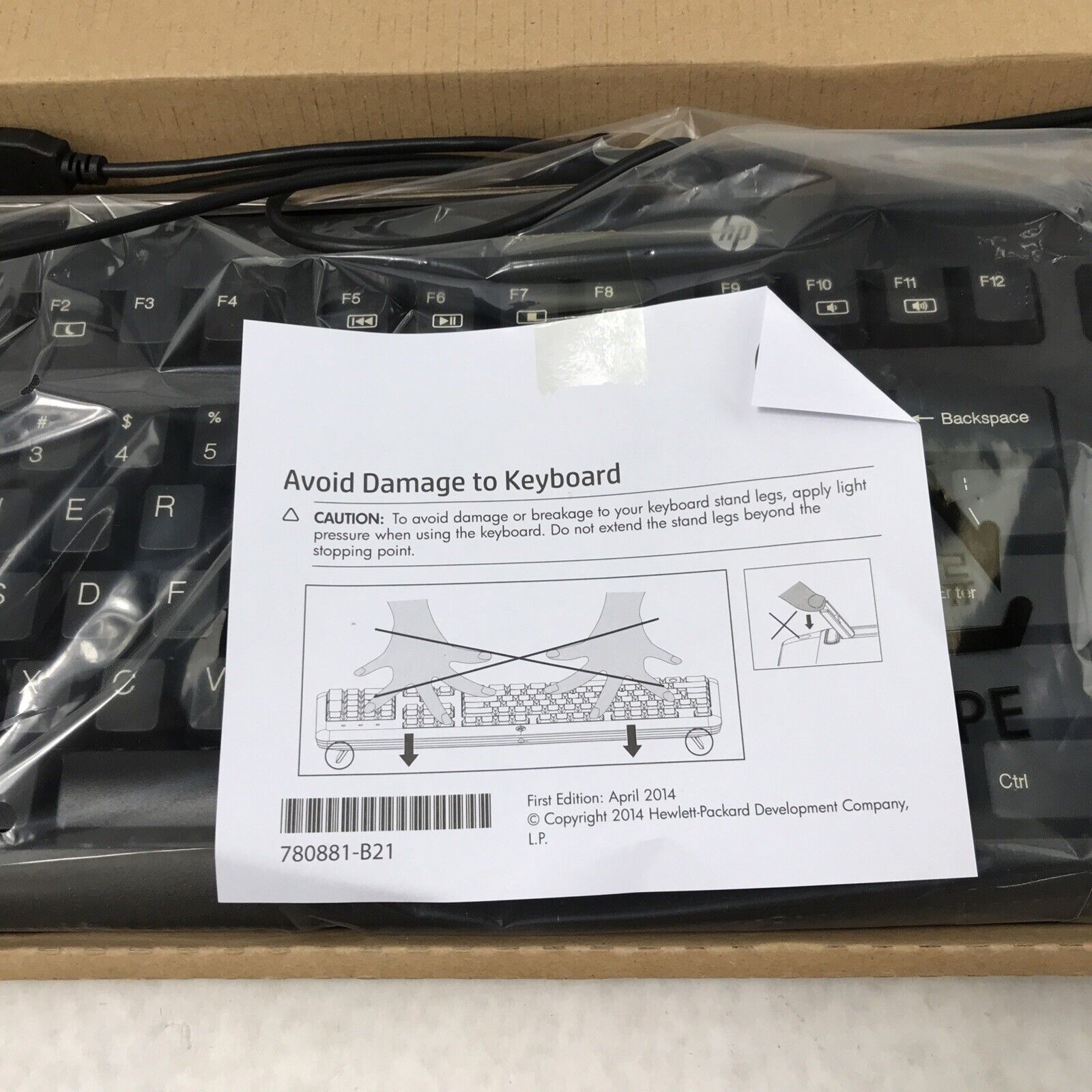 HP 672647-003 KU-1156 Wired Standard QWERTY USB Desktop Keyboard Black