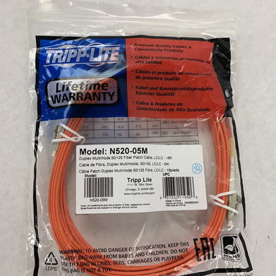 Tripp Lite N520-05M 5m Fiber Optic LC Male to Male Patch Cable - Sealed