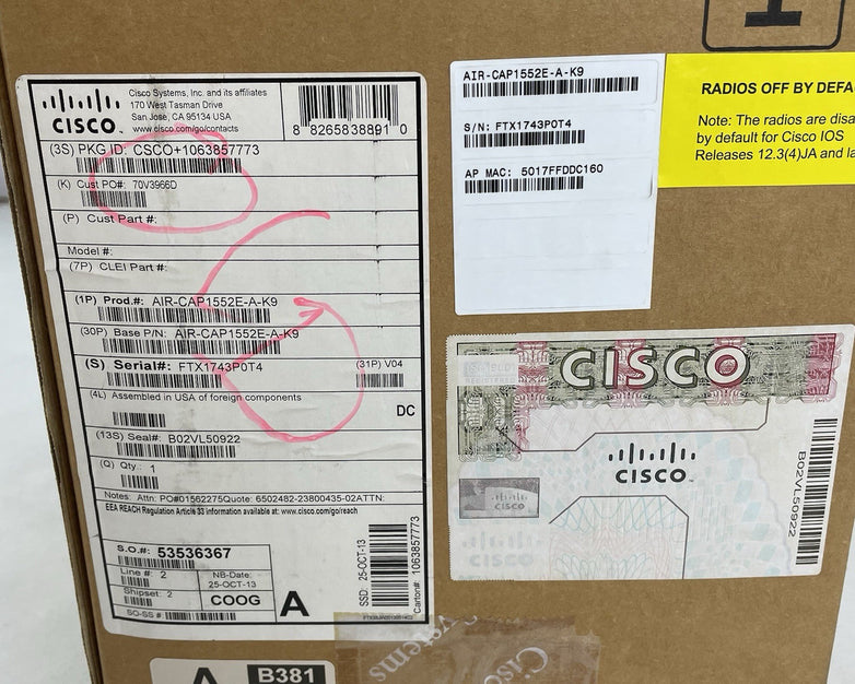Cisco AIR-CAP1552E-A-K9 Outdoor Mesh Access Point w/ 3 Antennas AIR-ANT2547V-N