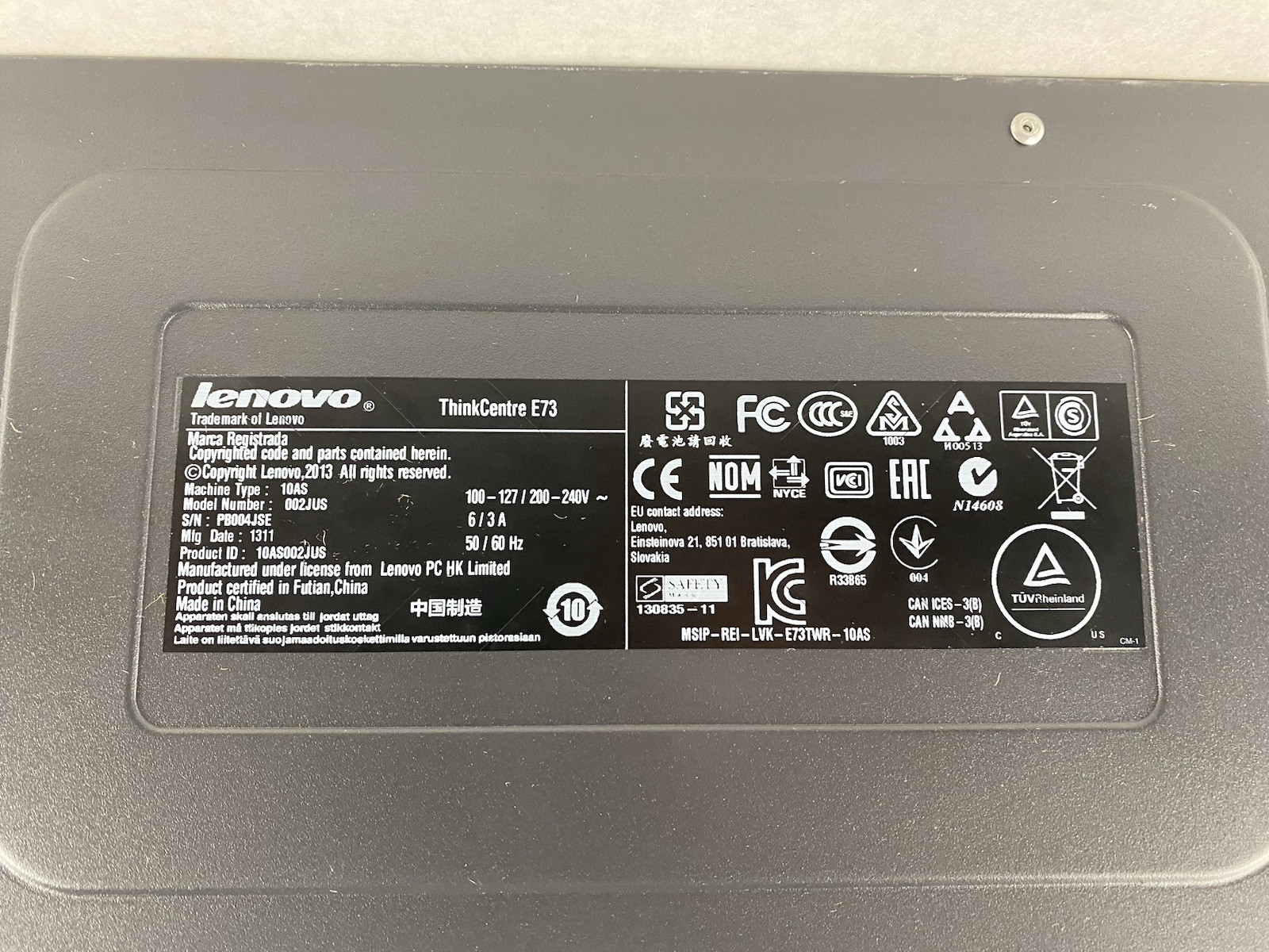 Lenovo ThinkCentre E73 MT Intel Core i3-4130 3.40GHz 8GB RAM No HDD No OS