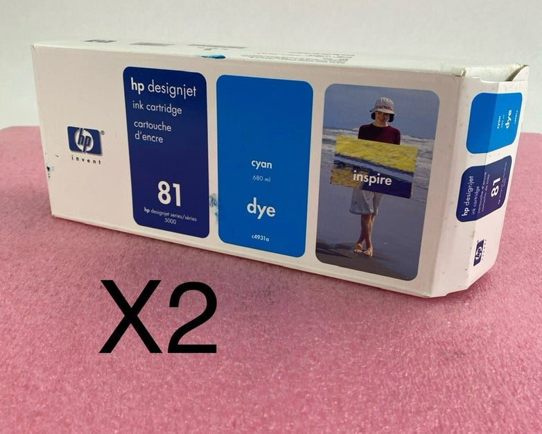 HP C4931A Cyan Ink cartridge Designjet 5000 5500 New OEM Box Sealed 04 Lor of 2