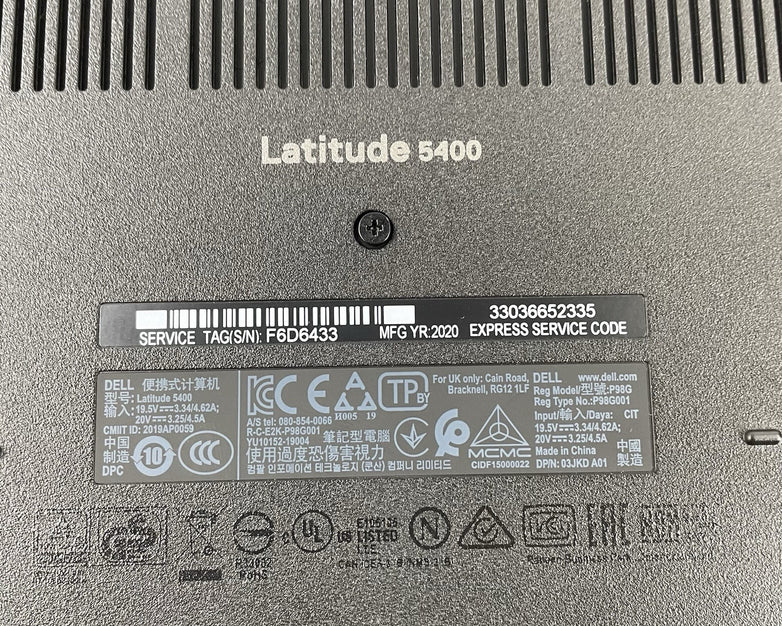 Dell Latitude 5400 14" i7-8665U 1.90 GHz 8 GB RAM No SSD/OS/AC