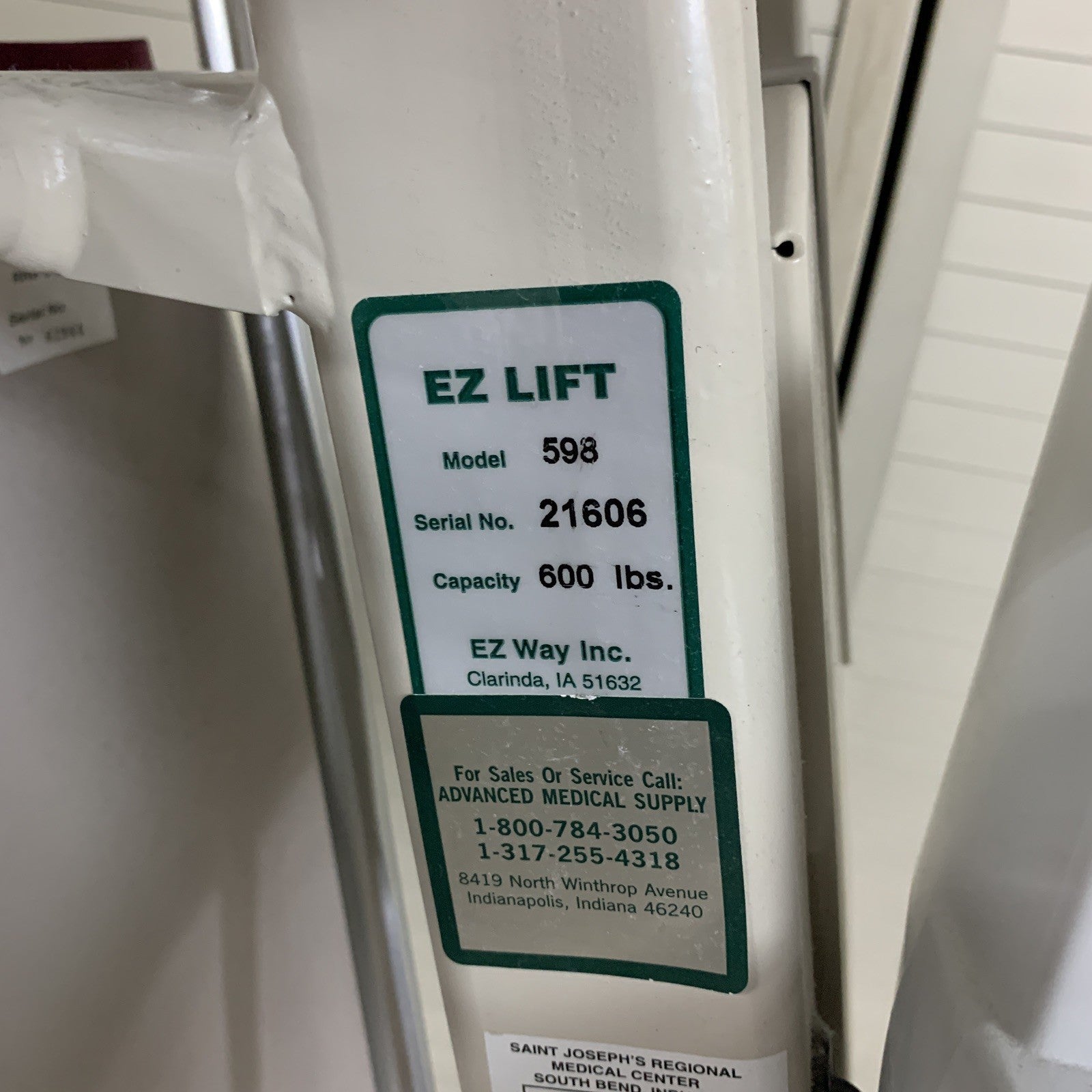 EZ Way 598 EZ Lift Patient Positioner W/ Battery No Charger