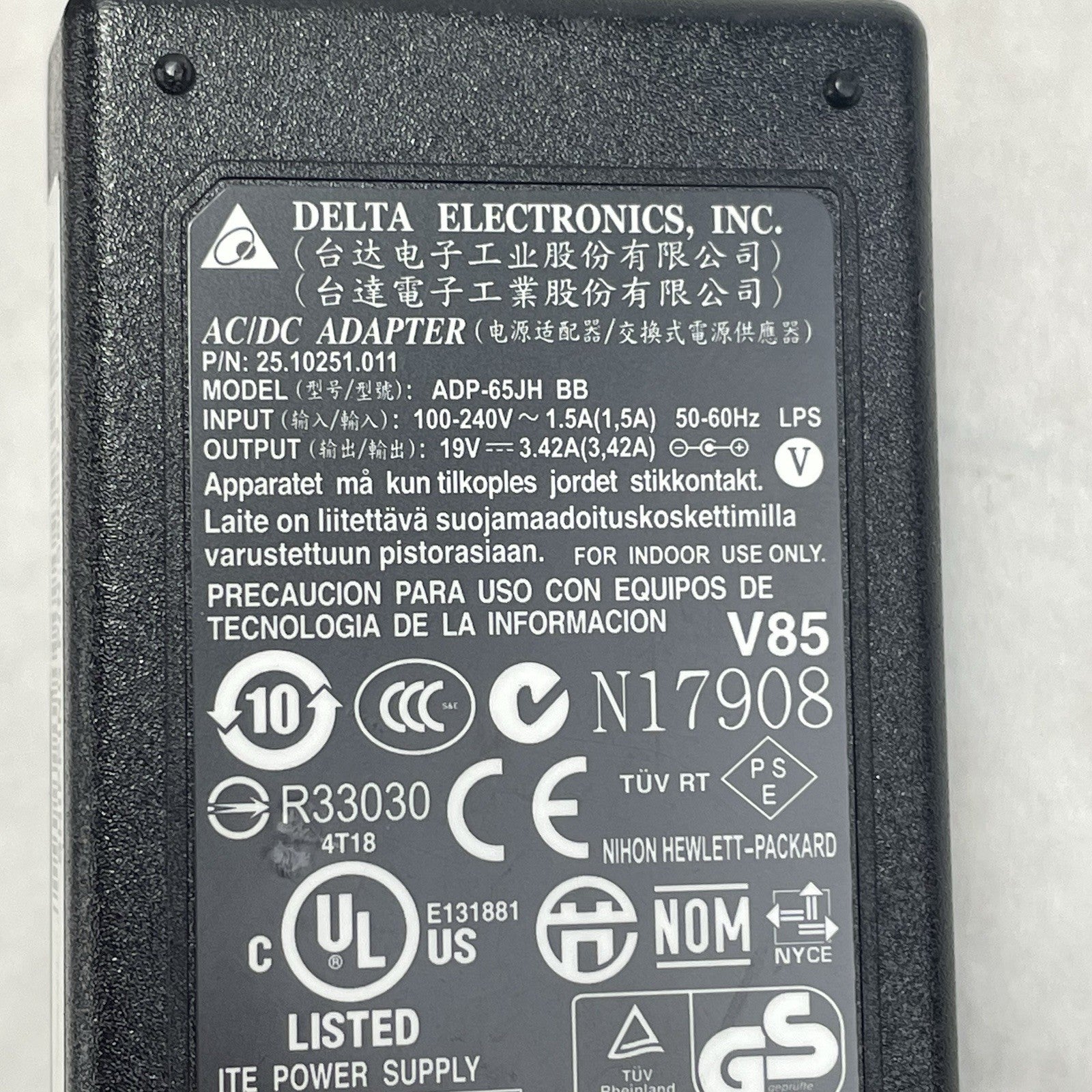 Delta Electronics ADP-65JH BB AC/DC Adapter 19V 3.42A Lot of 105