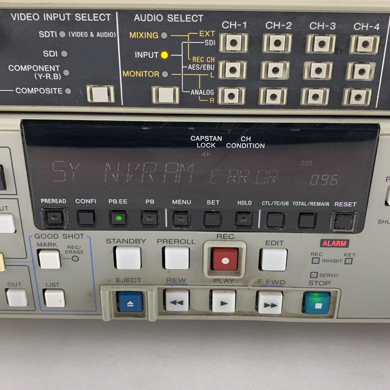 Sony DNW-A75 Digital Video Cassette Recorder Betacam Error 096 Parts and Repair