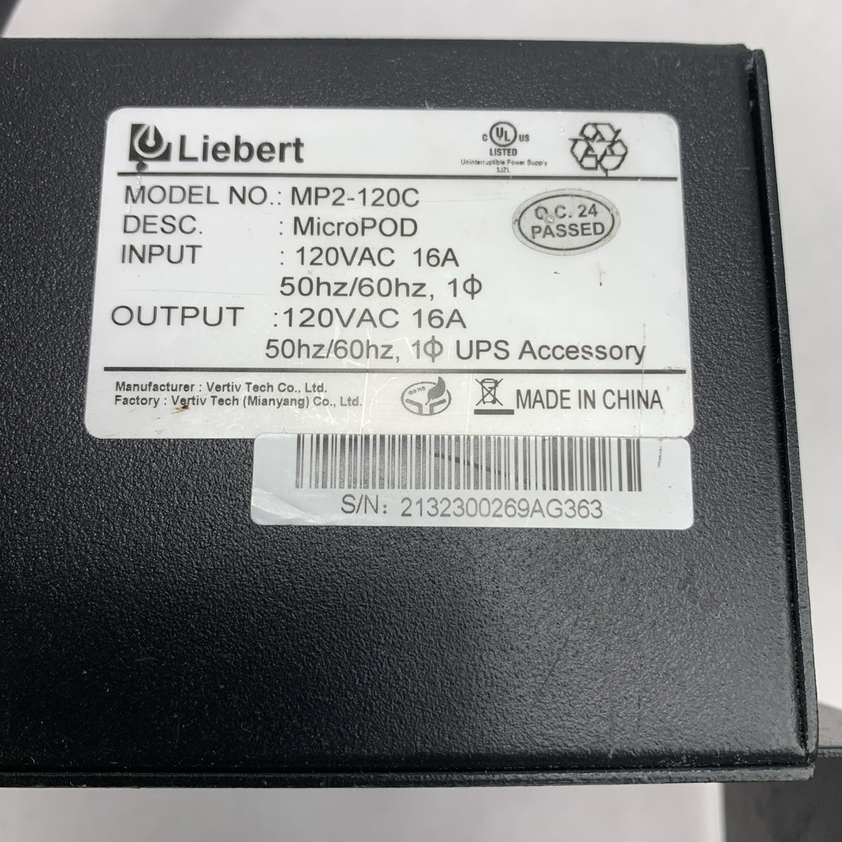 Vertiv MP2-120C Liebert Micro POD AC Power System -  2U 19in Rack-mounted6