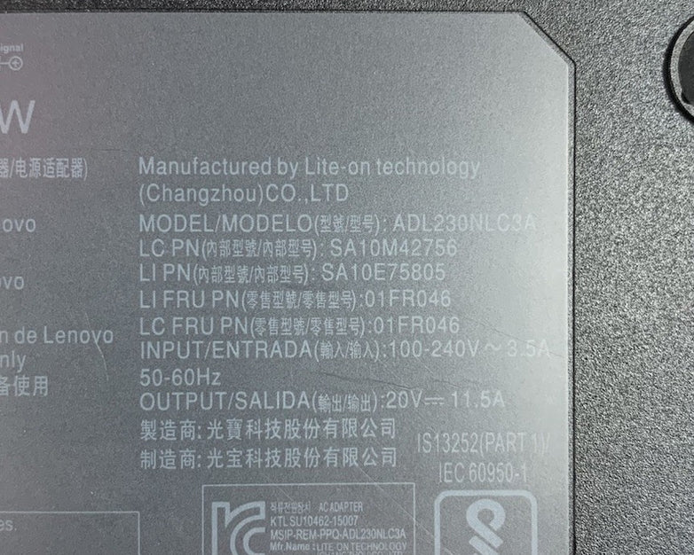Lenovo ADL230NLC3A 230W 20V 11.5A AC Adapter Power Supply