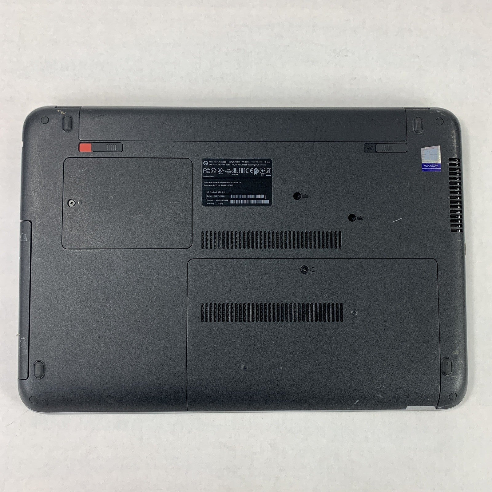 HP Probook 450 G3 Laptop 15.6" i5-6200U 2.3 GHz 8 GB Ram No OS No HDD No AC