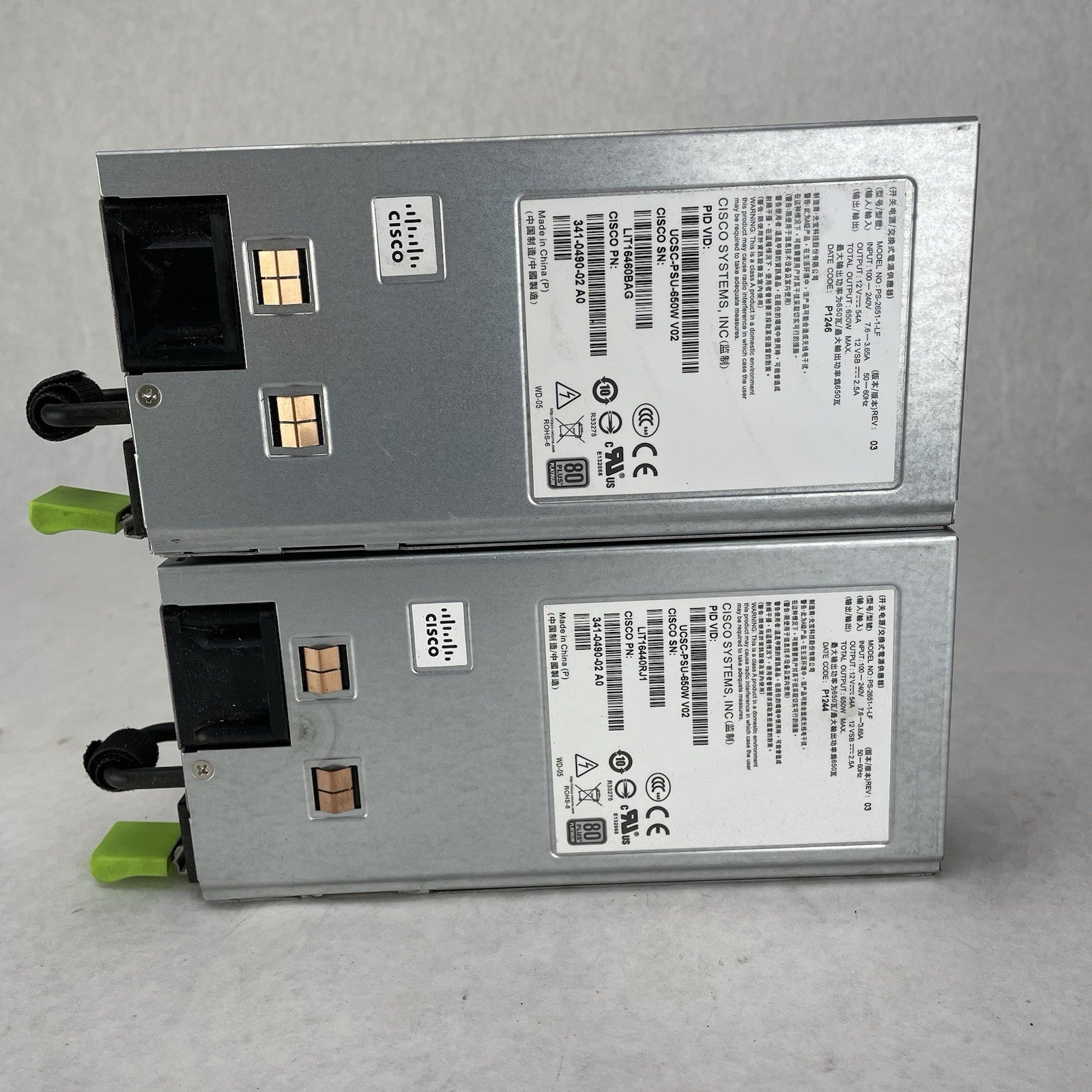 Cisco 650W Server Power Supply PSU 341-0490-02 A0 Lot of 2 Untested