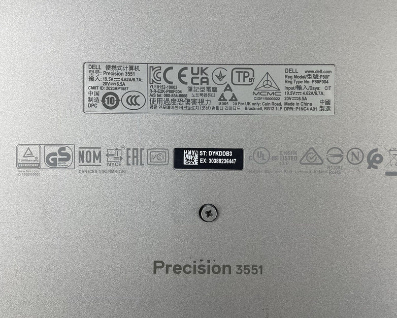 Dell Precision 3551 15.6" i7-10750H 2.60 GHz 16 GB RAM No SSD/OS/AC