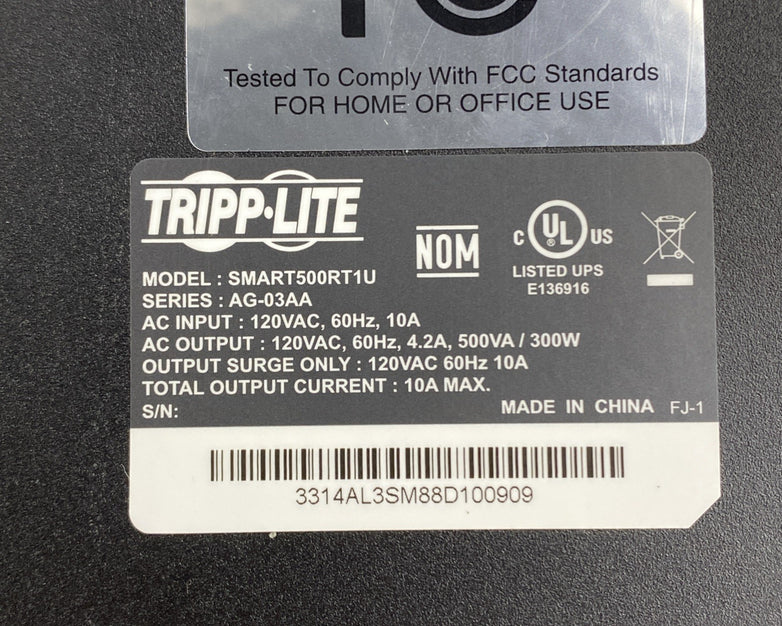 Tripp Lite Smart 500RTIU Battery Back UPS Tested No Battery or Caddy