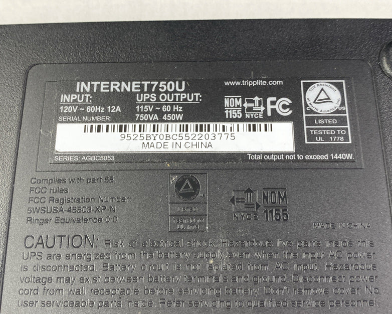 Tripp Lite INTERNET750U 750 VA 450W Battery UPS 12 Outlets - Tested No Batteries